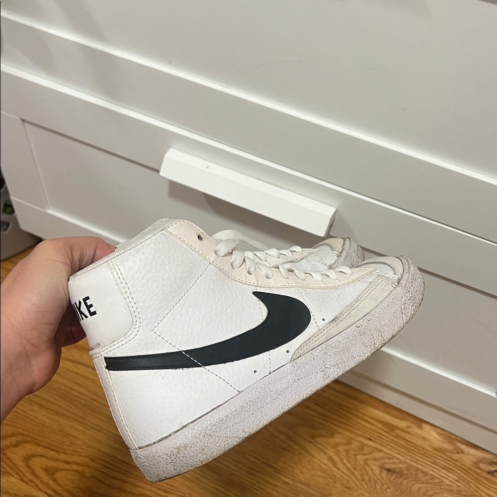 Nike  White and Black High-Top Sneakers